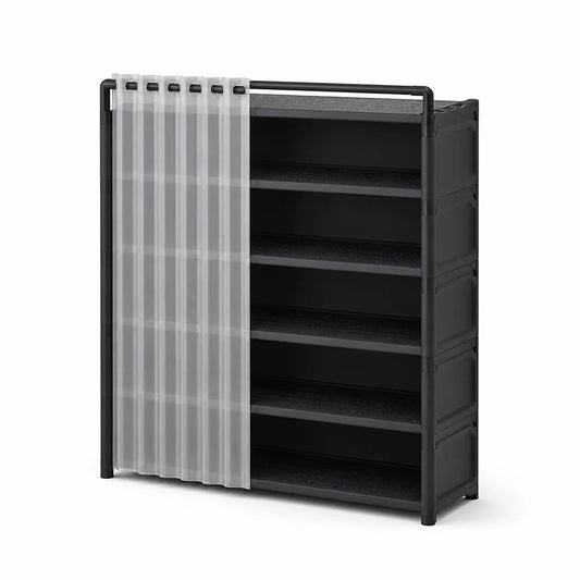 Foldable Multi-Tier Front Dust Cover Shoe Rack