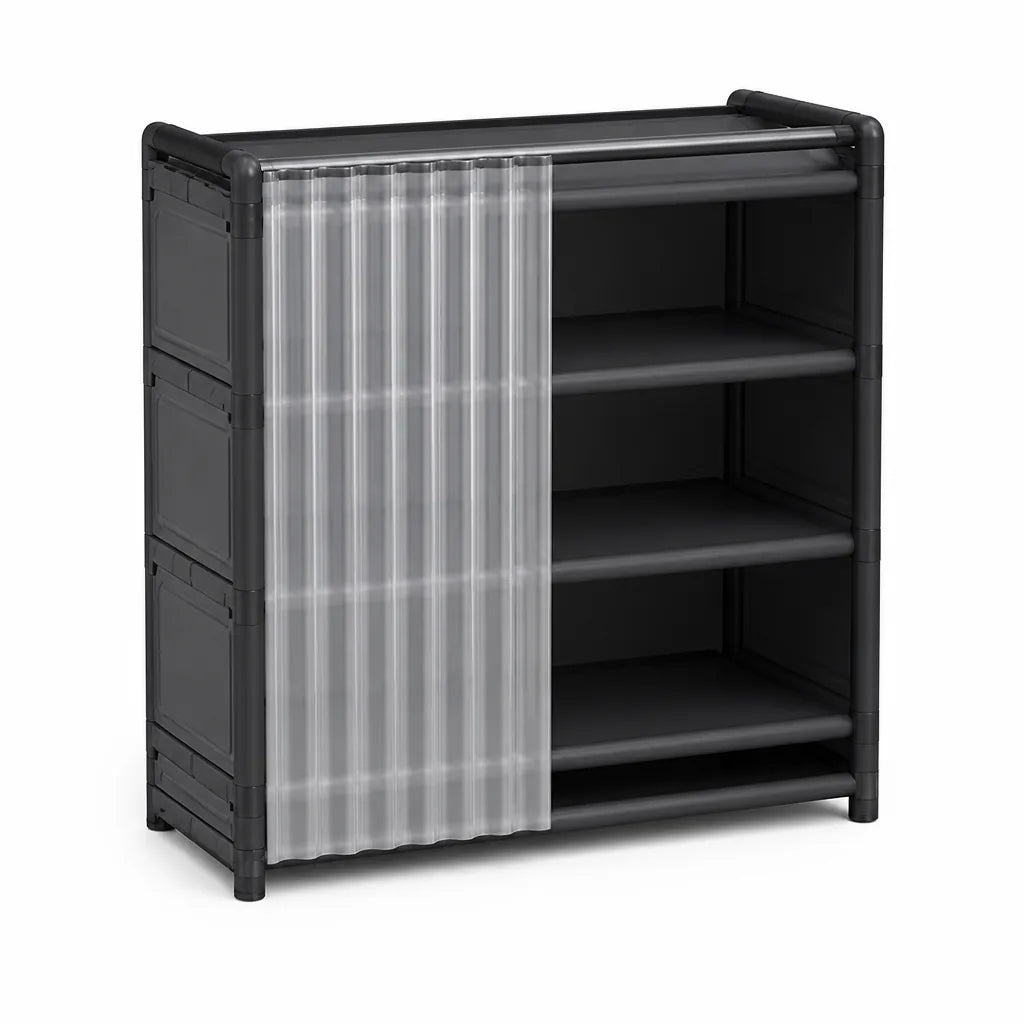 Foldable Multi-Tier Front Dust Cover Shoe Rack