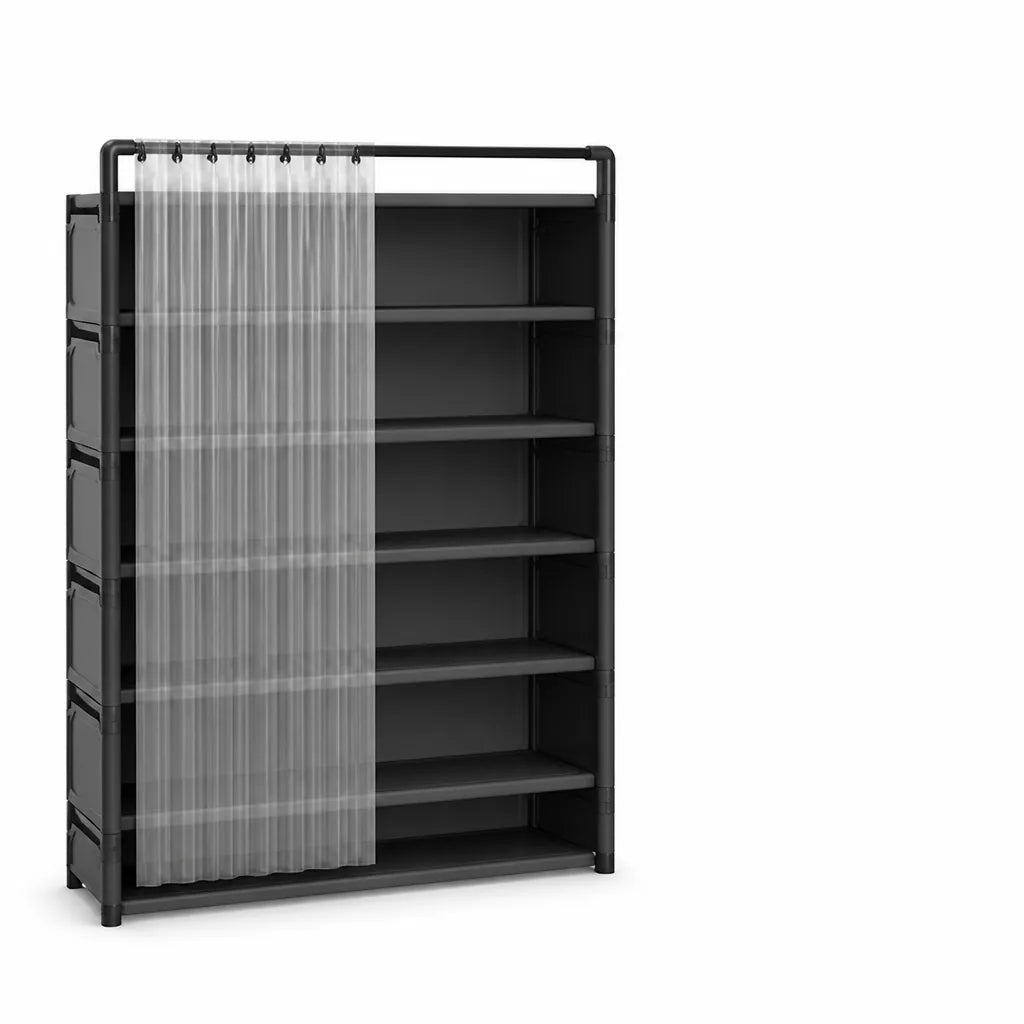 Foldable Multi-Tier Front Dust Cover Shoe Rack