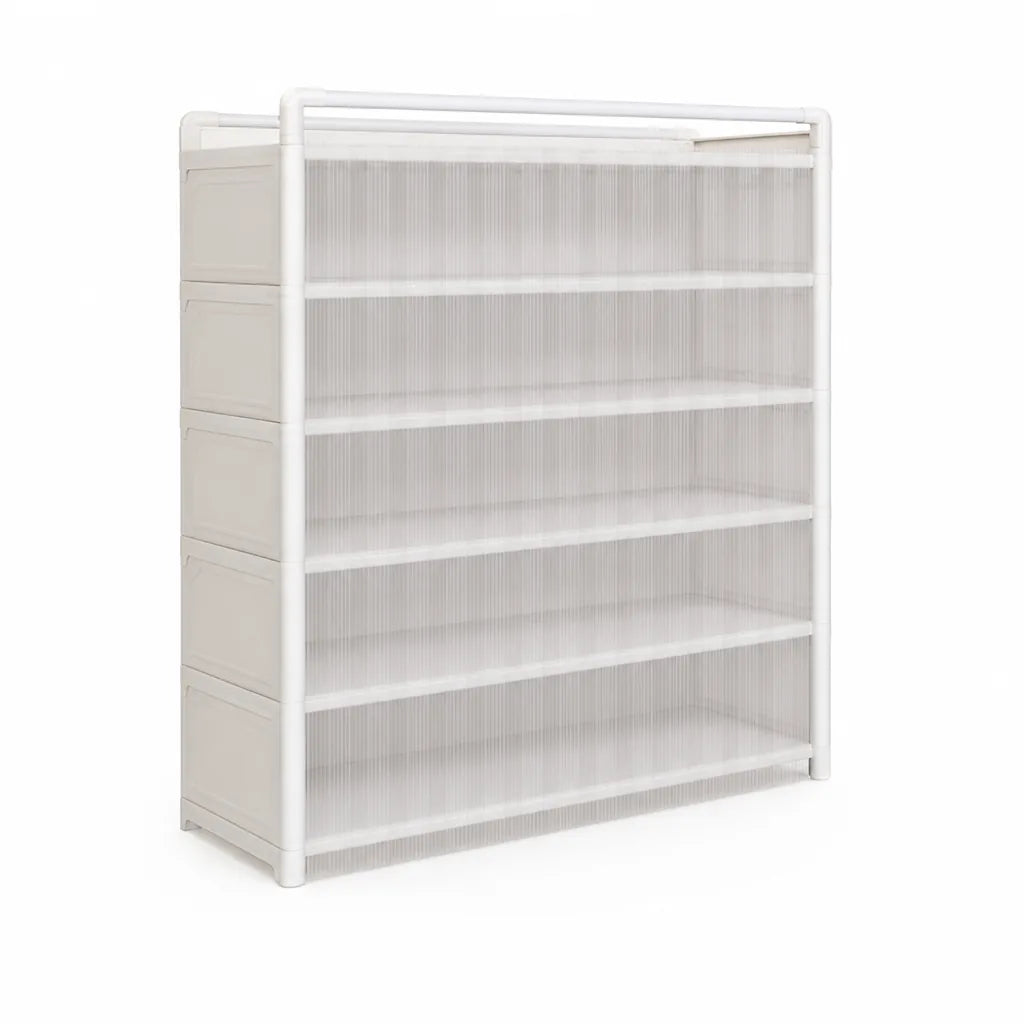 Foldable Multi-Tier Front Dust Cover Shoe Rack