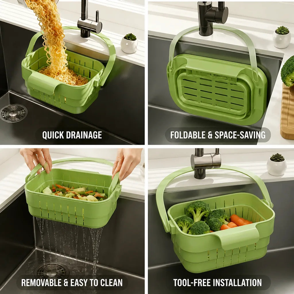 Foldable Space-Saving Sink Drain Basket