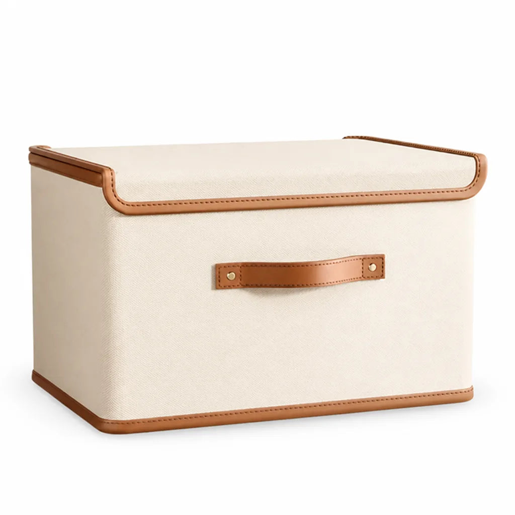 Foldable Storage Box Waterproof Reinforced Leather Handles