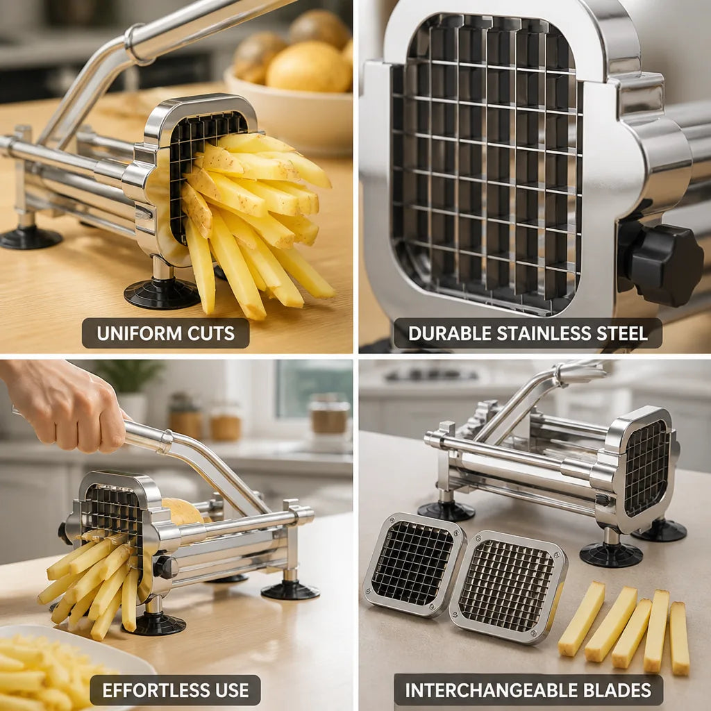 French Fry Cutter Stainless Steel Interchangeable Blades