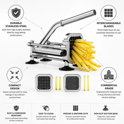 French Fry Cutter Stainless Steel Interchangeable Blades