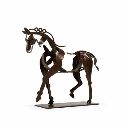 Handcrafted Metal Tabletop Horse Figurine (24 cm Tall)
