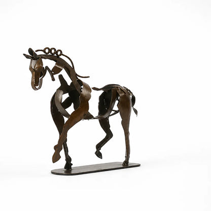 Handcrafted Metal Tabletop Horse Figurine (24 cm Tall)
