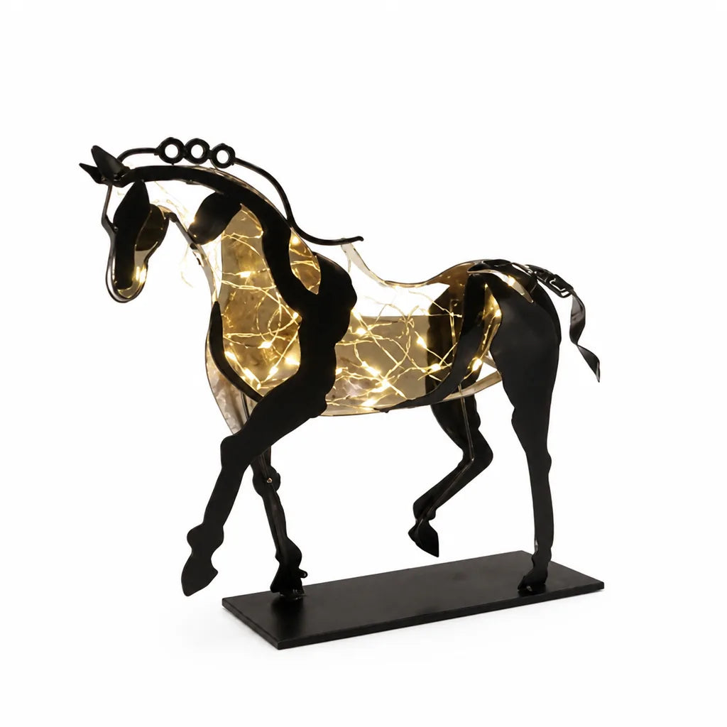 Handcrafted Metal Tabletop Horse Figurine (24 cm Tall)