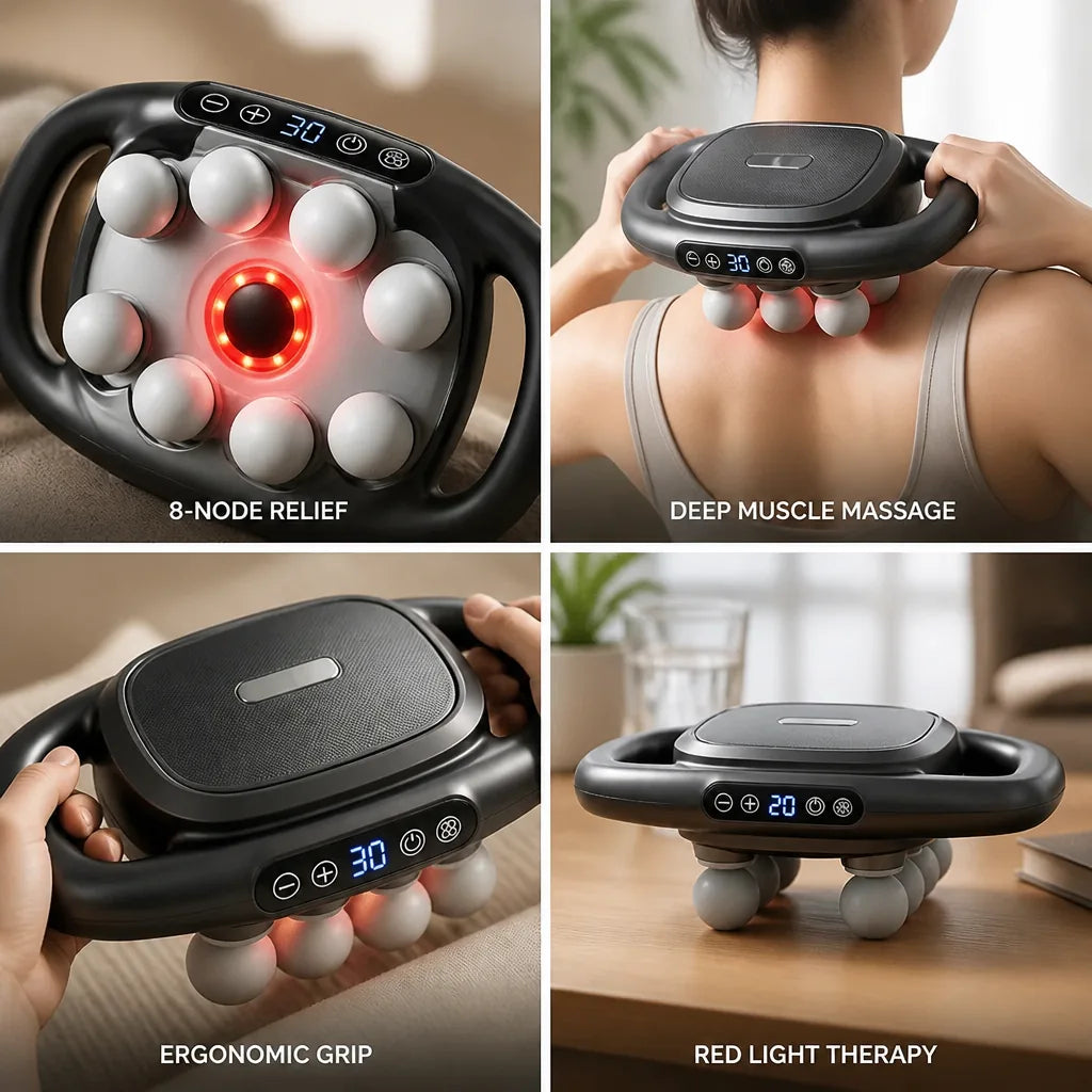 Handheld Massager 8-Node Deep-Tissue Ergonomic Dual Handles