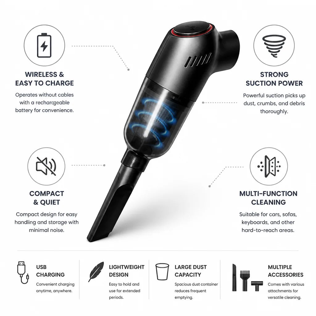 Handheld Vacuum Cordless Powerful Suction Compact & Quiet