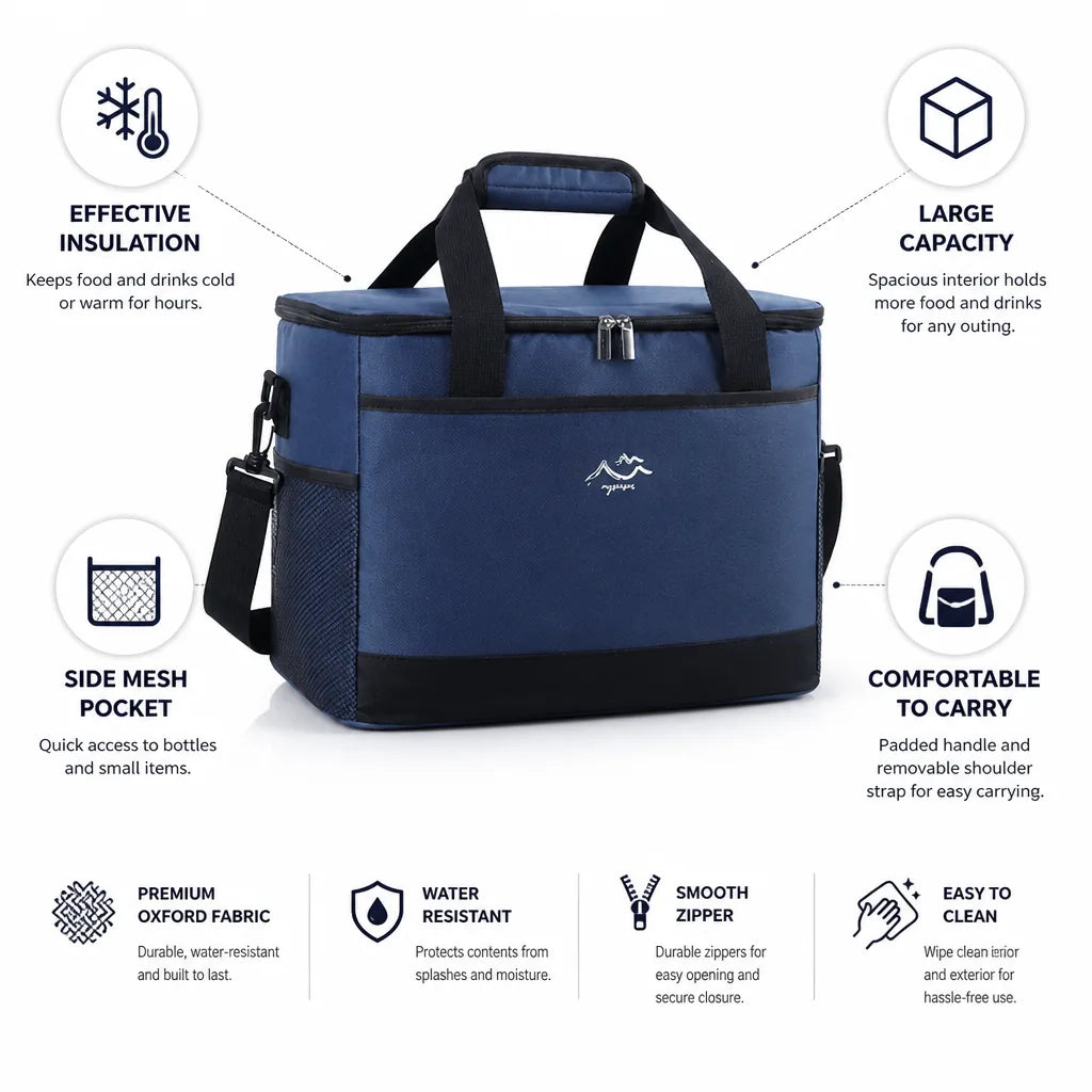 Insulated Cooler Bag Large Capacity Oxford Fabric