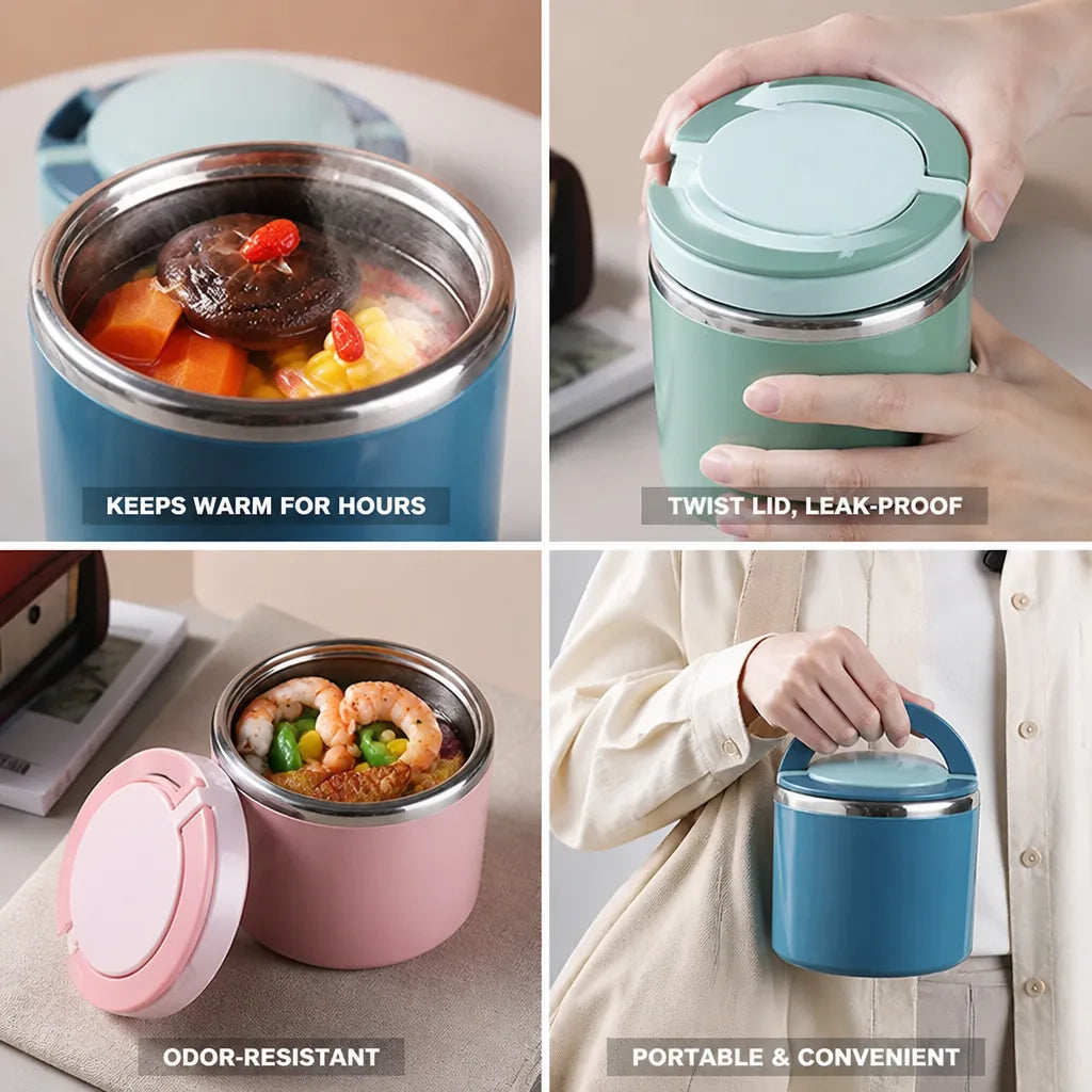 Insulated Lunch Box Double-Wall Stainless Steel Twist Lid