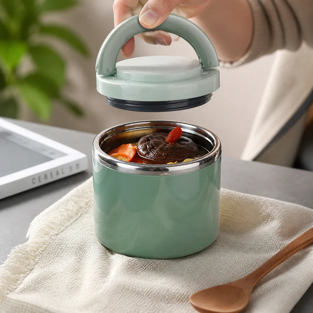 Insulated Lunch Box Double-Walled Stainless Steel Leak-Proof Lid & Handle