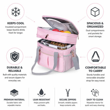 Insulated Picnic Bag Removable Strap & Outer Pockets