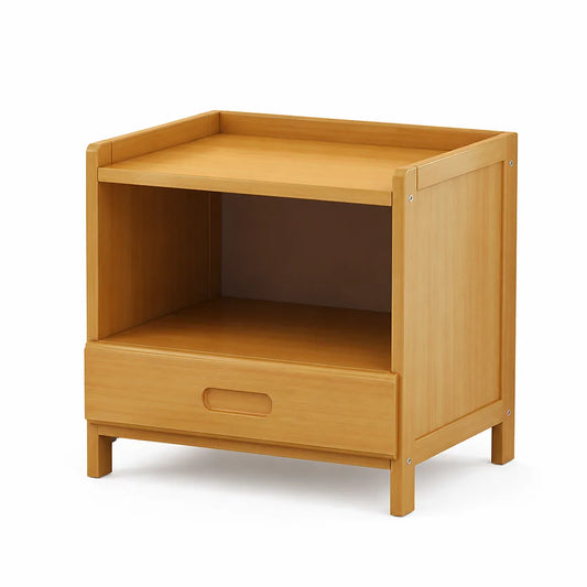 Japanese-Inspired Solid Wood Square Nightstand