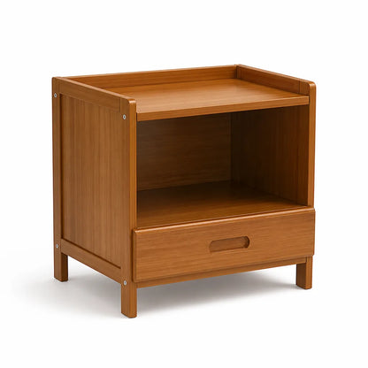 Japanese-Inspired Solid Wood Square Nightstand