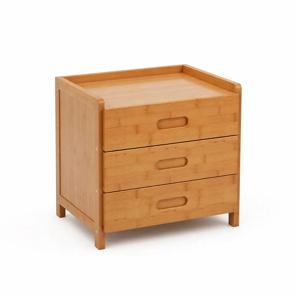 Japanese-Inspired Solid Wood Square Nightstand