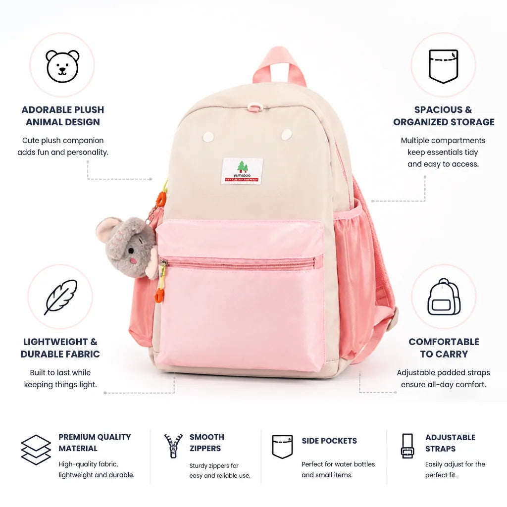Kids Backpack Plush Animal Multiple Pockets & Padded Straps