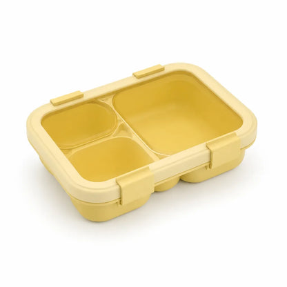 Kids Lunch Box Three-Compartment Four-Clip Lid & Utensils