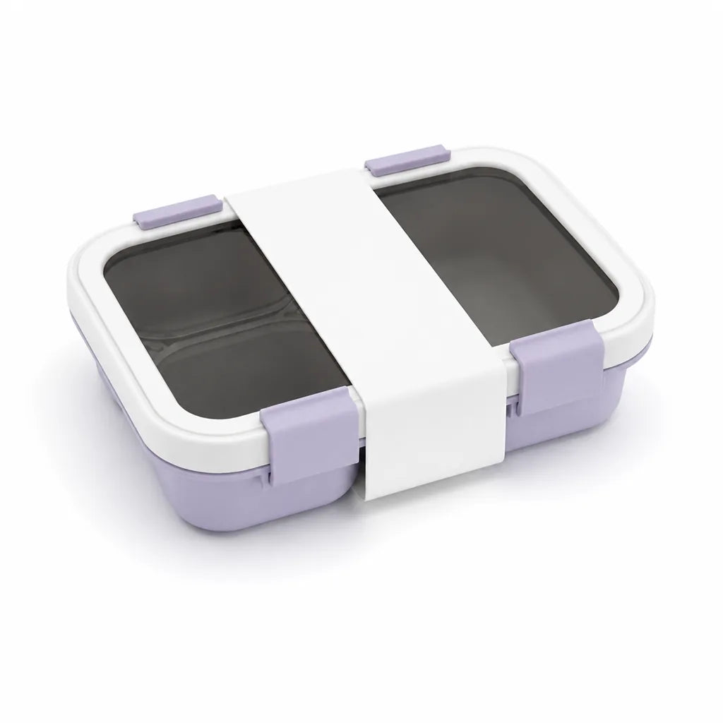 Kids Lunch Box Three-Compartment Four-Clip Lid & Utensils