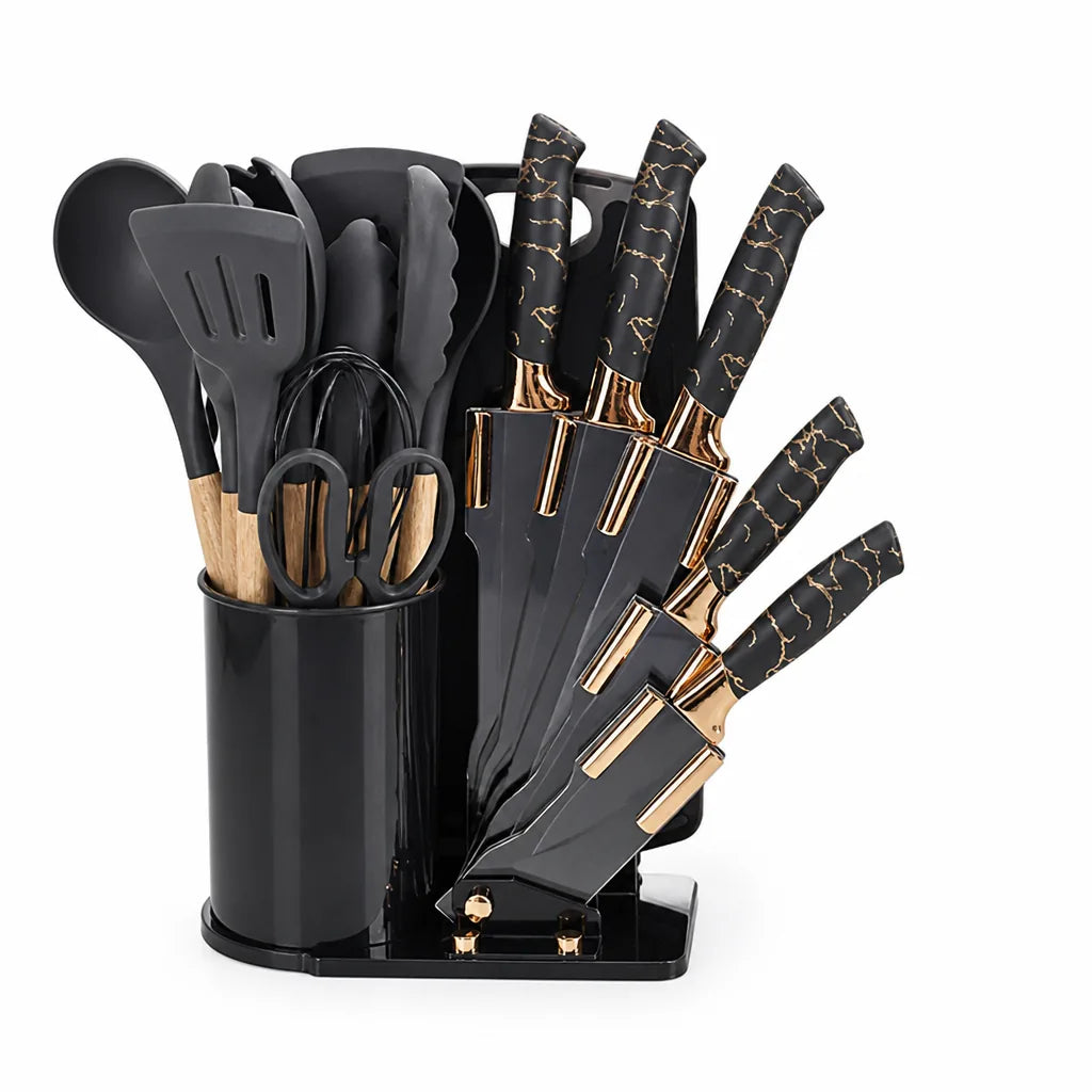 Knife Set and Cutting Board Kitchen Utensil Set (19-Piece)