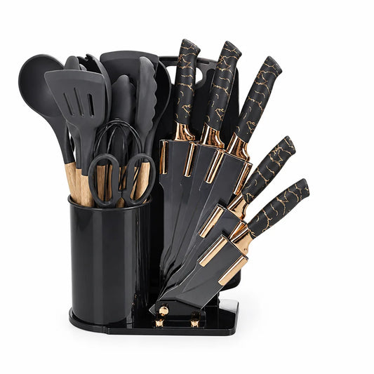 Knife Set and Cutting Board Kitchen Utensil Set (19-Piece)