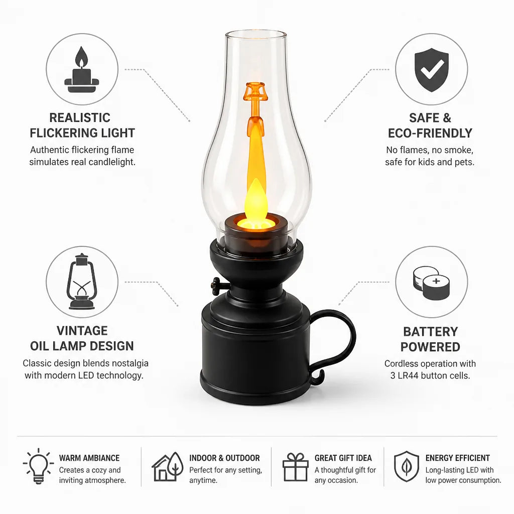 LED Oil Lamp Realistic Flickering Flameless