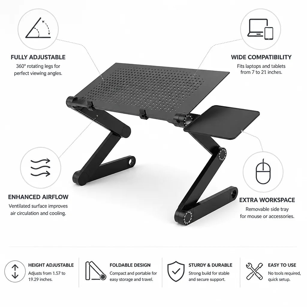 Laptop Stand Adjustable Foldable Ventilated Fits 7-21 Inch