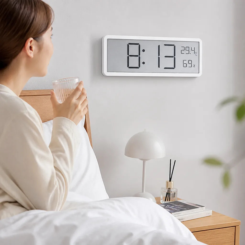 Large Temperature And Humidity Alarm Digital Wall Clock
