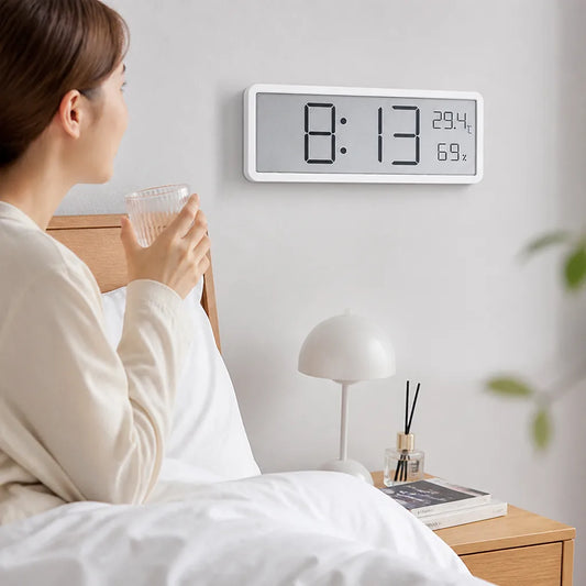 Large Temperature And Humidity Alarm Digital Wall Clock