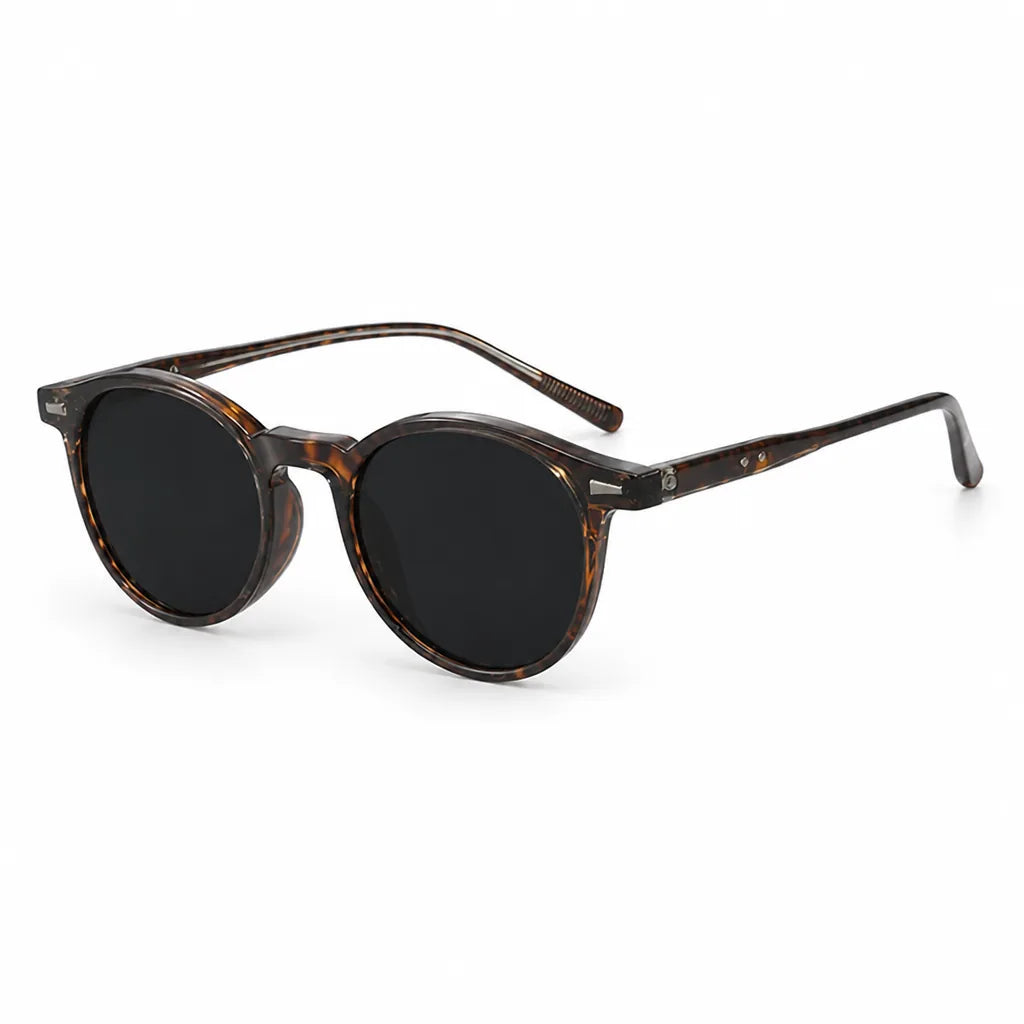 Lightweight Polycarbonate Tortoiseshell Round Sunglasses (Men's)