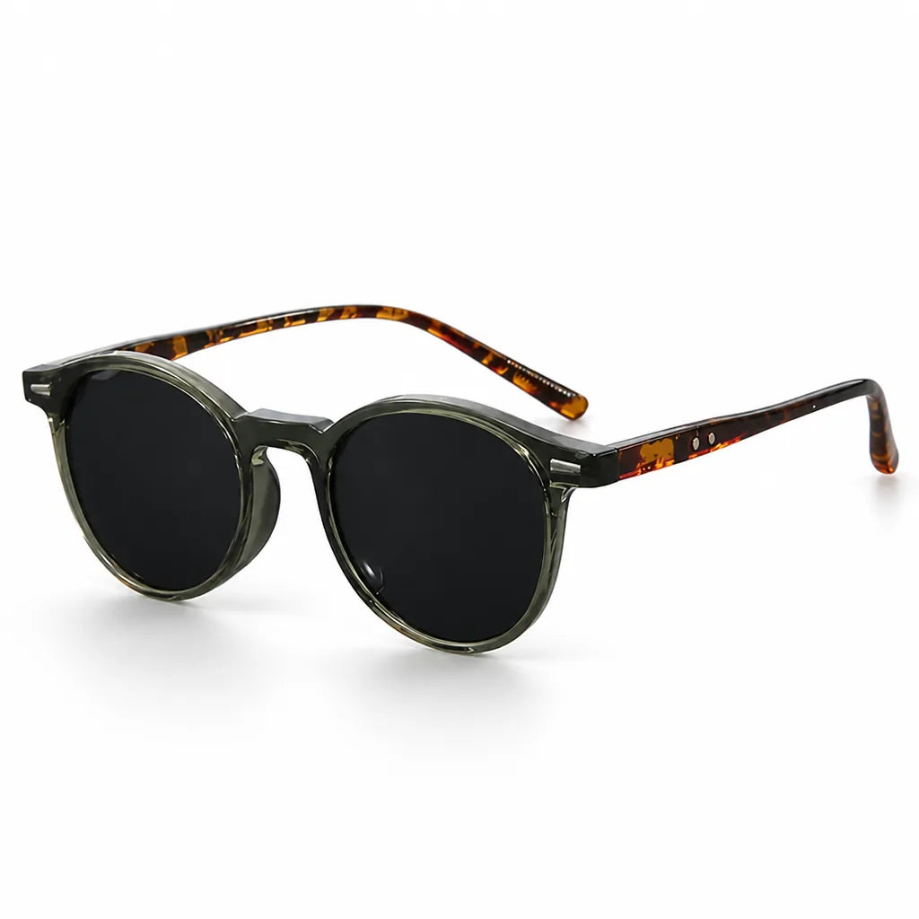 Lightweight Polycarbonate Tortoiseshell Round Sunglasses (Men's)