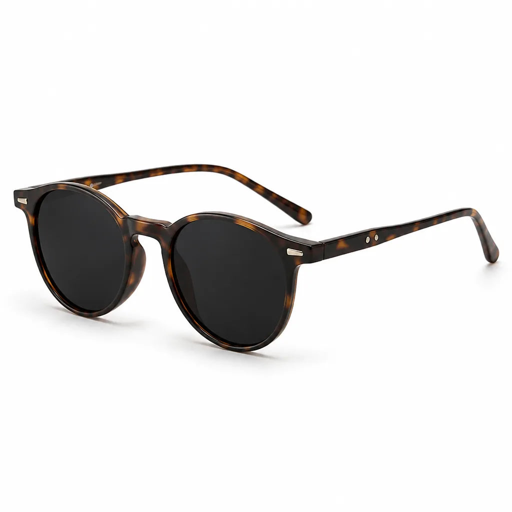 Lightweight Polycarbonate Tortoiseshell Round Sunglasses (Men's)