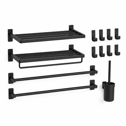 Matte Black Metal Wall-Mounted Bathroom Accessory Set