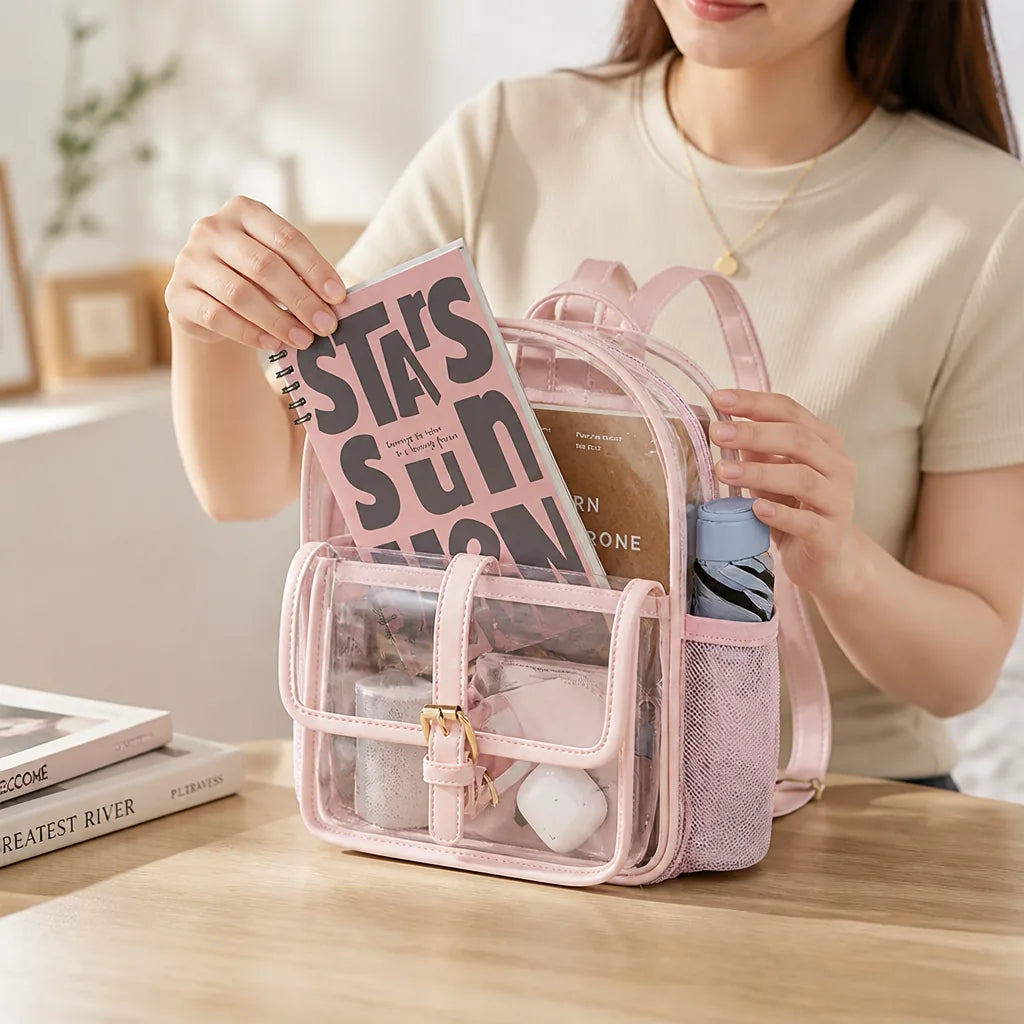 Mini Backpack Transparent Lightweight Adjustable Straps