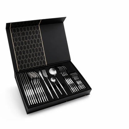Minimalist Stainless Steel Cutlery Set (24-Piece)