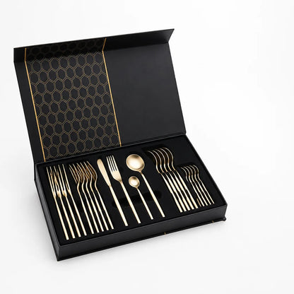 Minimalist Stainless Steel Cutlery Set (24-Piece)