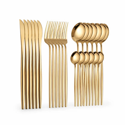 Minimalist Stainless Steel Cutlery Set (24-Piece)