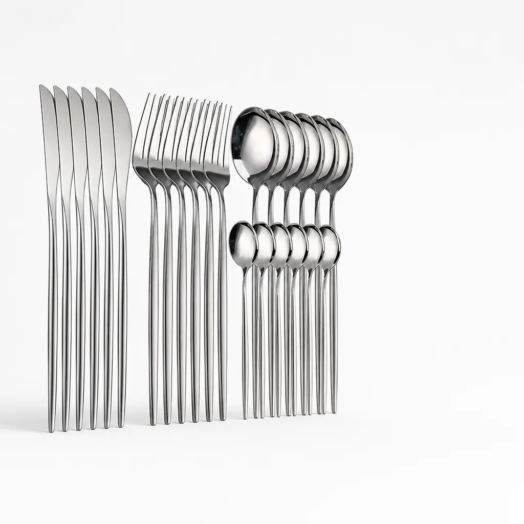 Minimalist Stainless Steel Cutlery Set (24-Piece)