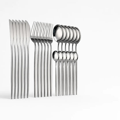 Minimalist Stainless Steel Cutlery Set (24-Piece)