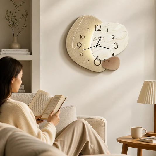 Modern Minimalist Silent Quartz Wall Clock with Glass Cover