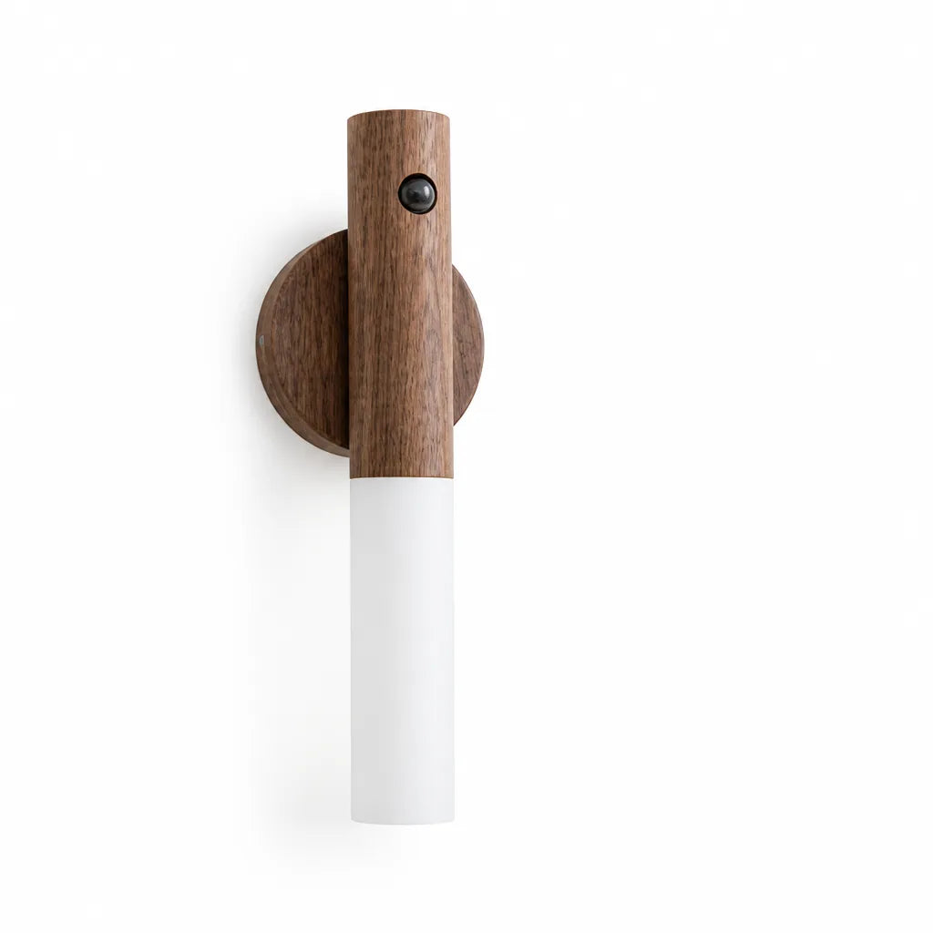 Motion Sensor Lamp USB Rechargeable Warm LED Wood Base