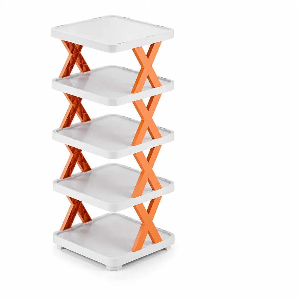 Multi-Tier Stackable Open-Frame Shoe Rack (Side Guards)
