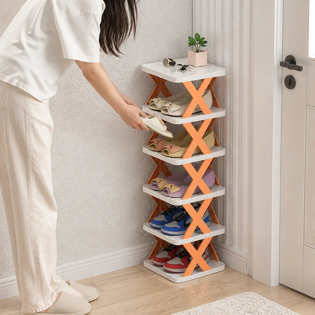 Multi-Tier Stackable Open-Frame Shoe Rack (Side Guards)