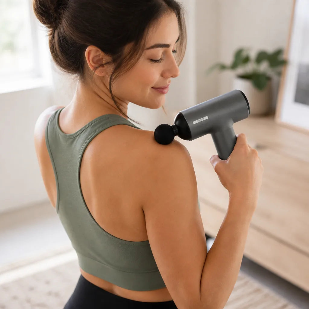 Muscle Massager T-Shaped Ergonomic USB-C Rechargeable Interchangeable Heads
