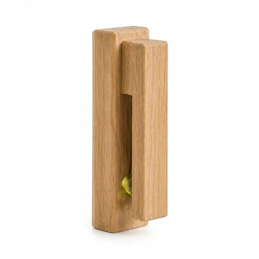 Natural Wood Wall-Mounted Towel Hook With Glass Ball
