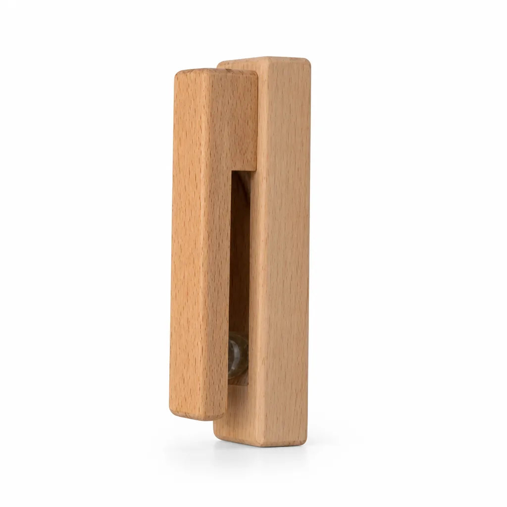 Natural Wood Wall-Mounted Towel Hook With Glass Ball