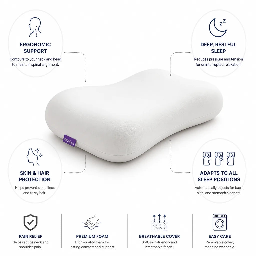 Neck & Shoulder Pillow Ergonomic Contour Support Skin-Friendly Cover