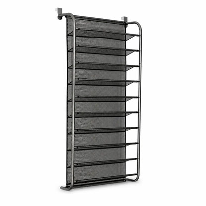 Over-the-Door Metal Frame With Mesh Pockets Shoe Organizer (10-Tier)
