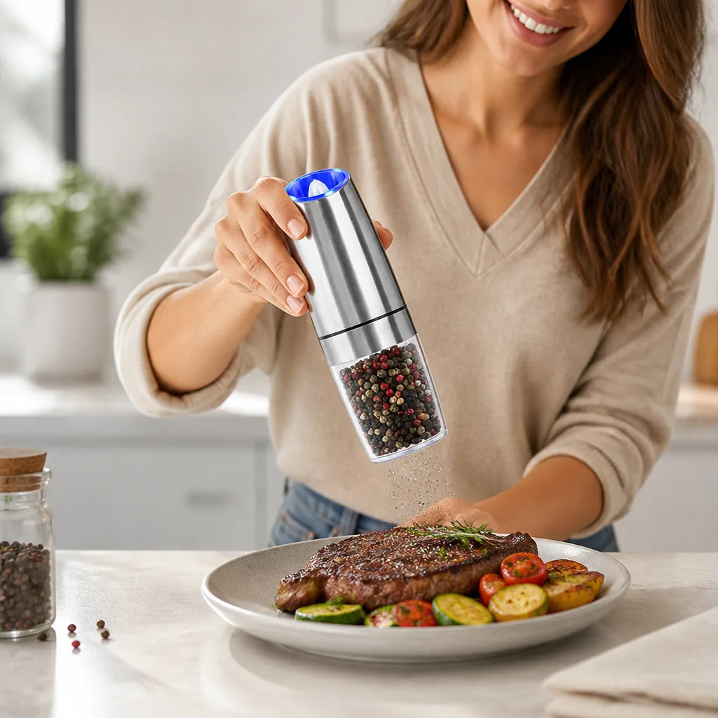 Pepper Mill Electric Gravity Tilt-Activated Ceramic Grinder