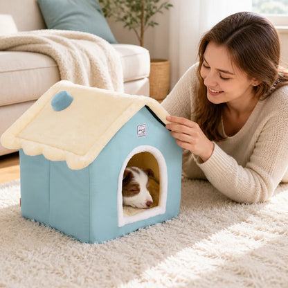 Pet Bed Plush Removable Cushion & Machine-Washable